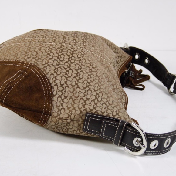 Coach Brown Suede Trim Canvas Mini Signature - Picture 2 of 4